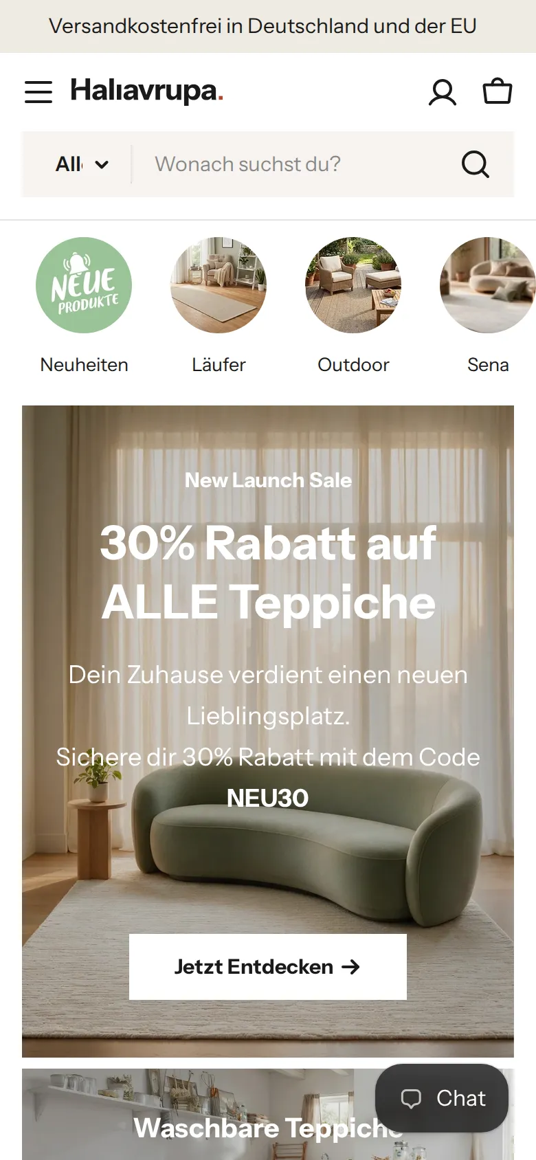 haliavrupa.com ana sayfasının telefondaki hâli.